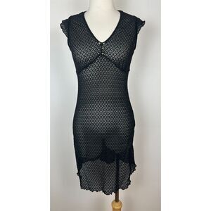Vintage SHEER Dress Womens XS/S Black Goth Fairy Cottagecore Midi 90s Y2K